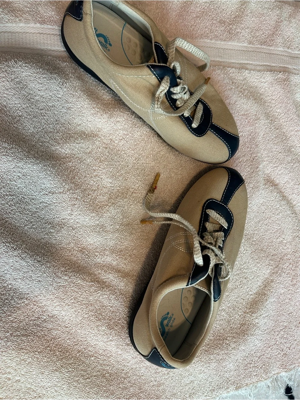 Soft Walk Health Glide Beige and Navy Women's Rocker Shoes